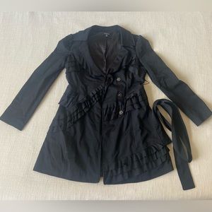 Black Bebe Ruffled Trench